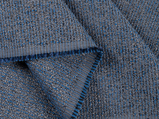 Royal blue colour textured weave pattern velvet flock Easy Clean sofa, chair and curtain fabrics (Dual side)