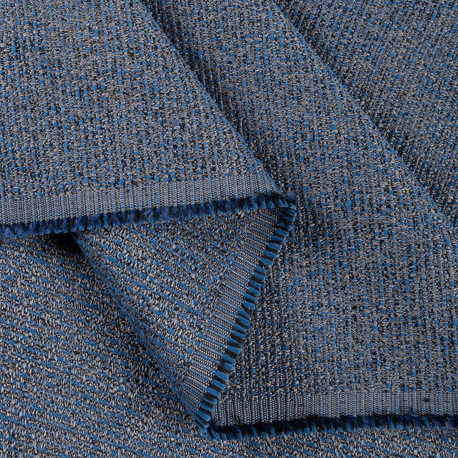 Royal blue colour textured weave pattern velvet flock Easy Clean sofa, chair and curtain fabrics (Dual side)