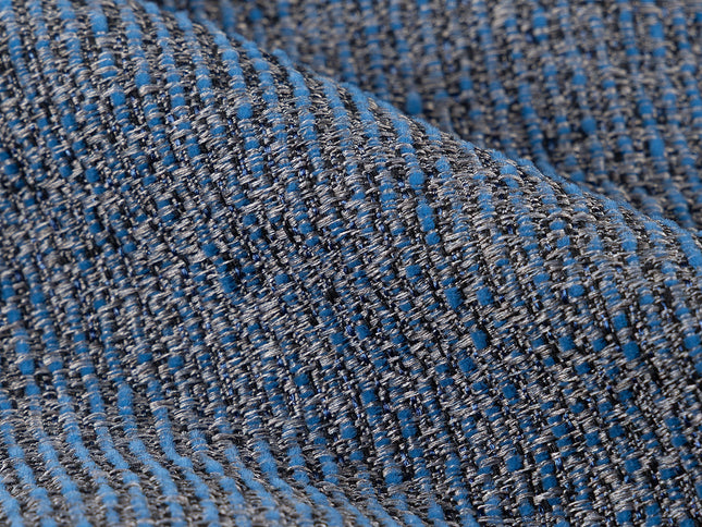 Royal blue colour textured weave pattern velvet flock Easy Clean sofa, chair and curtain fabrics (Dual side)