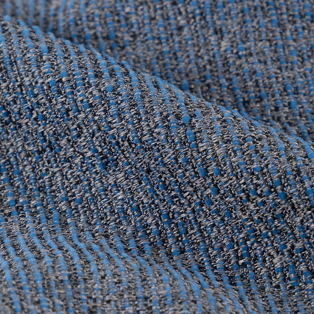 Royal blue colour textured weave pattern velvet flock Easy Clean sofa, chair and curtain fabrics (Dual side)