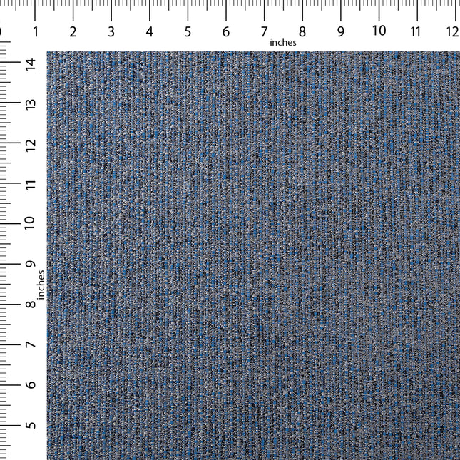 Royal blue colour textured weave pattern velvet flock Easy Clean sofa, chair and curtain fabrics (Dual side)