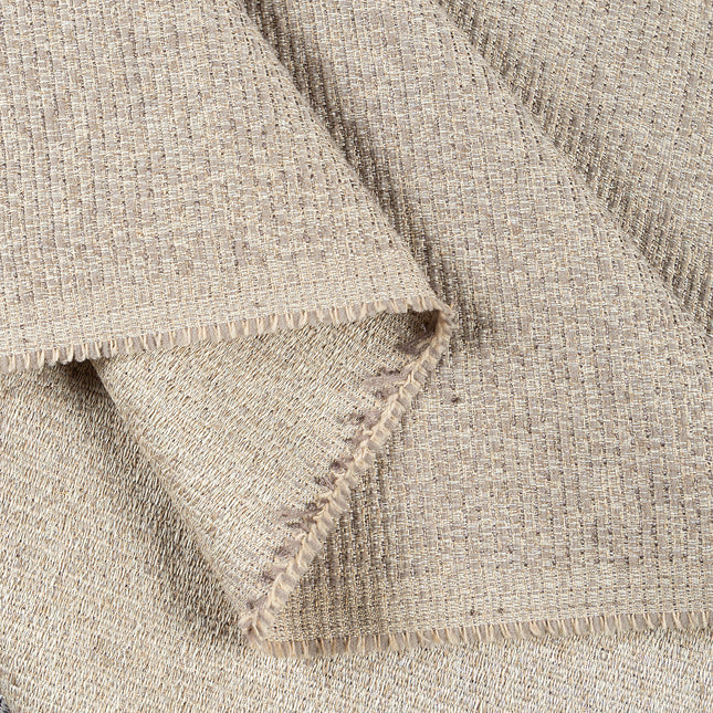 Beige colour textured weave pattern velvet flock Easy Clean sofa, chair and curtain fabrics (Dual side)