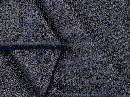 Navy blue colour textured weave pattern velvet flock Easy Clean sofa, chair and curtain fabrics (Dual side)