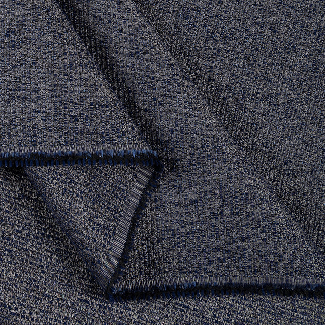 Navy blue colour textured weave pattern velvet flock Easy Clean sofa, chair and curtain fabrics (Dual side)