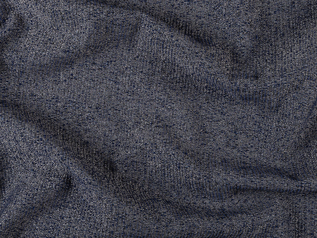 Navy blue colour textured weave pattern velvet flock Easy Clean sofa, chair and curtain fabrics (Dual side)