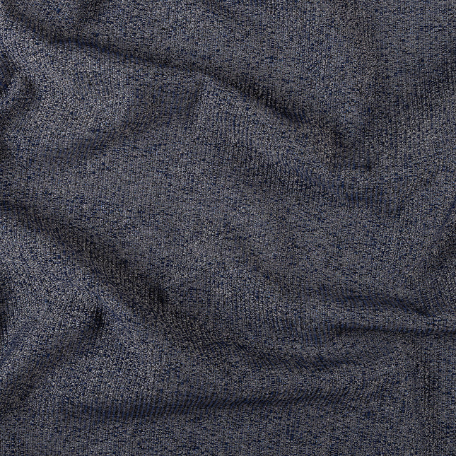 Navy blue colour textured weave pattern velvet flock Easy Clean sofa, chair and curtain fabrics (Dual side)
