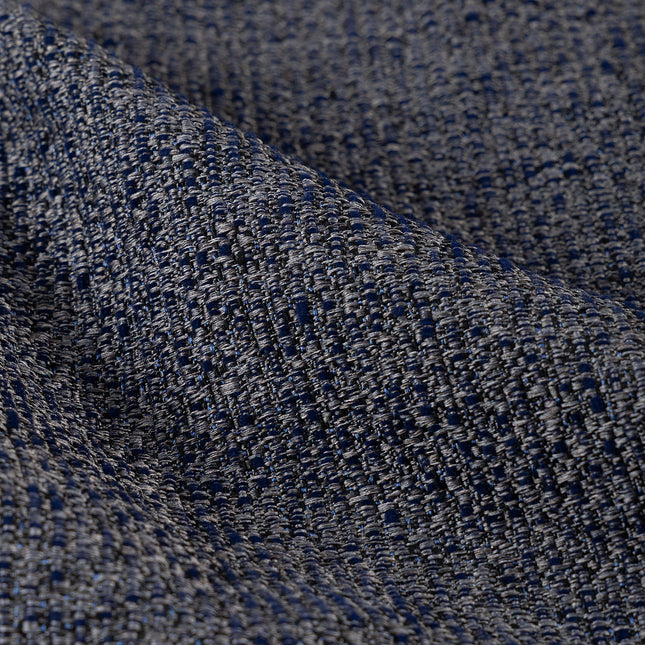 Navy blue colour textured weave pattern velvet flock Easy Clean sofa, chair and curtain fabrics (Dual side)