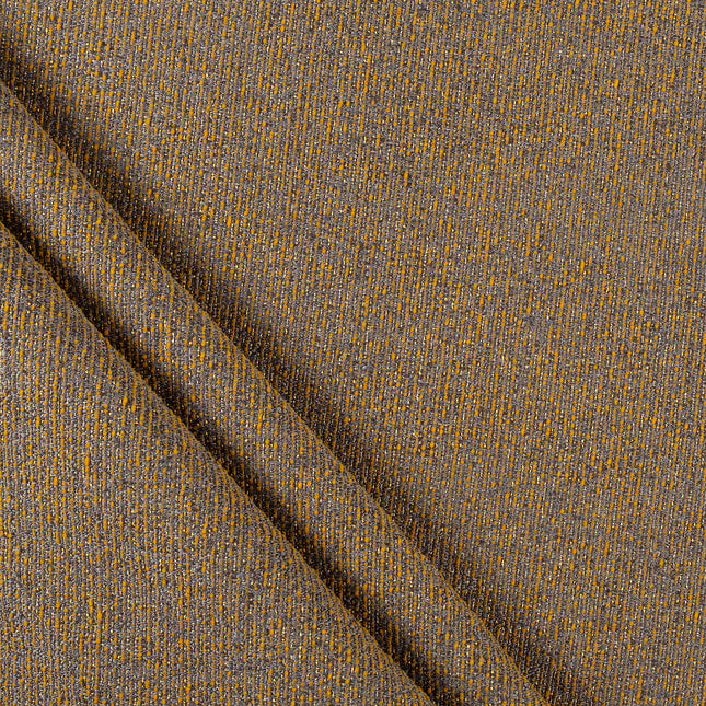 Mustard colour textured weave pattern velvet flock Easy Clean sofa, chair and curtain fabrics (Dual side)