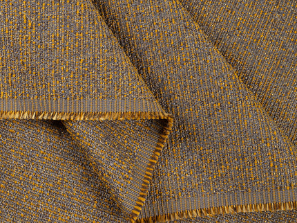 Mustard colour textured weave pattern velvet flock Easy Clean sofa, chair and curtain fabrics (Dual side)
