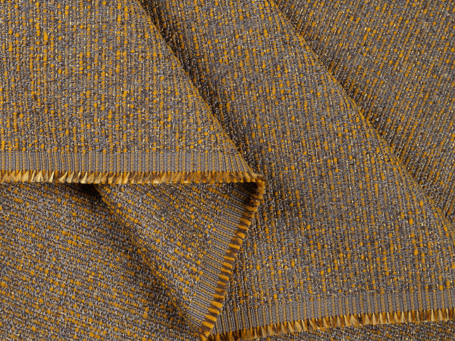 Mustard colour textured weave pattern velvet flock Easy Clean sofa, chair and curtain fabrics (Dual side)