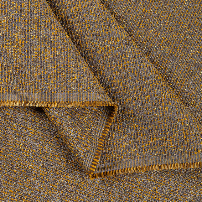Mustard colour textured weave pattern velvet flock Easy Clean sofa, chair and curtain fabrics (Dual side)