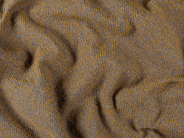 Mustard colour textured weave pattern velvet flock Easy Clean sofa, chair and curtain fabrics (Dual side)