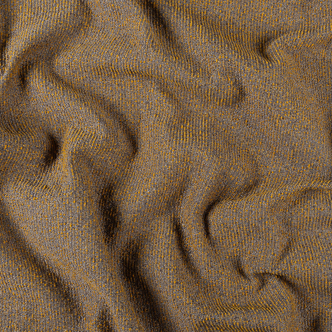 Mustard colour textured weave pattern velvet flock Easy Clean sofa, chair and curtain fabrics (Dual side)