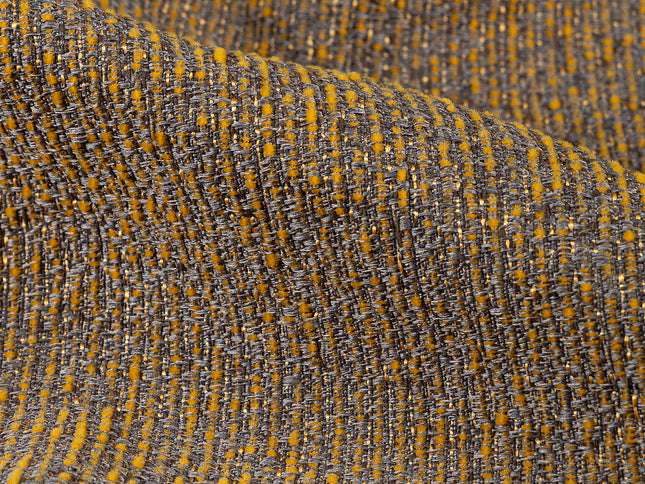 Mustard colour textured weave pattern velvet flock Easy Clean sofa, chair and curtain fabrics (Dual side)