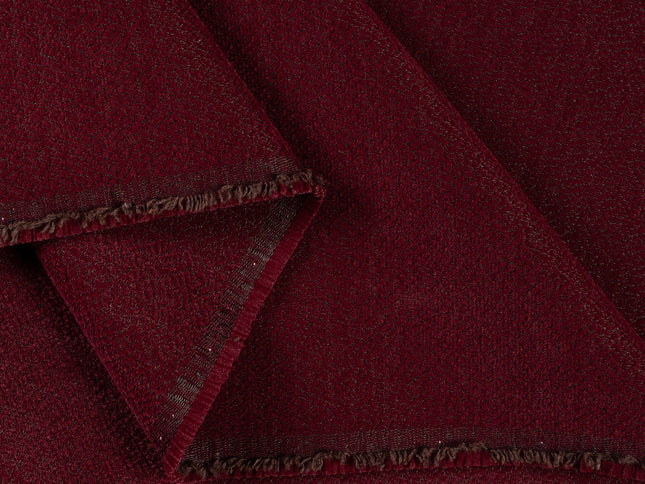 Wine colour textured pattern velvet flock Easy Clean sofa, chair and curtain fabrics (Dual side)