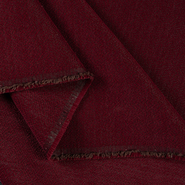 Wine colour textured pattern velvet flock Easy Clean sofa, chair and curtain fabrics (Dual side)