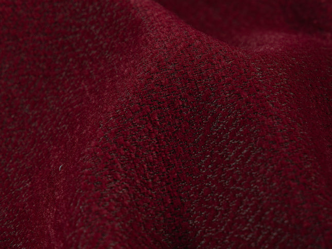Wine colour textured pattern velvet flock Easy Clean sofa, chair and curtain fabrics (Dual side)