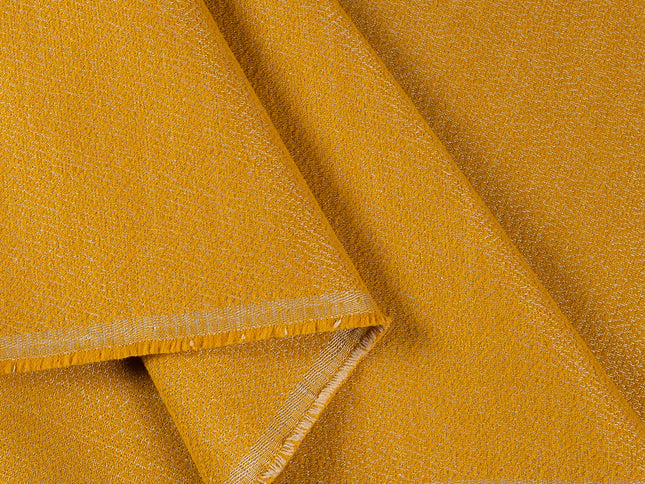 Mustard colour textured pattern velvet flock Easy Clean sofa, chair and curtain fabrics (Dual side)