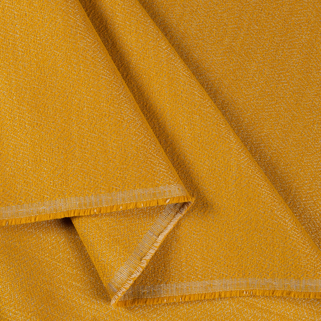 Mustard colour textured pattern velvet flock Easy Clean sofa, chair and curtain fabrics (Dual side)