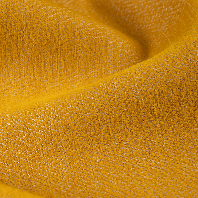 Mustard colour textured pattern velvet flock Easy Clean sofa, chair and curtain fabrics (Dual side)