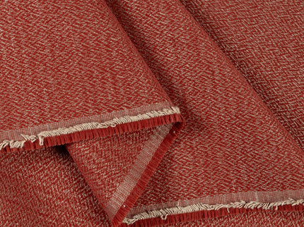 Rust red colour textured pattern velvet flock Easy Clean sofa, chair and curtain fabrics (Dual side)