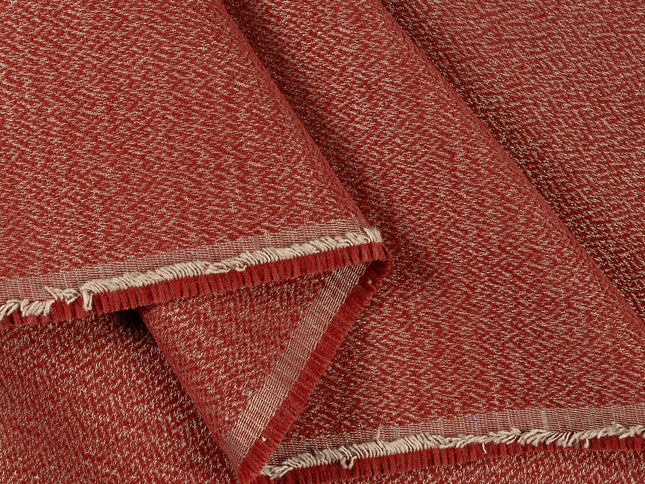 Rust red colour textured pattern velvet flock Easy Clean sofa, chair and curtain fabrics (Dual side)