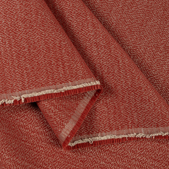Rust red colour textured pattern velvet flock Easy Clean sofa, chair and curtain fabrics (Dual side)
