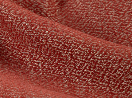 Rust red colour textured pattern velvet flock readymade curtain