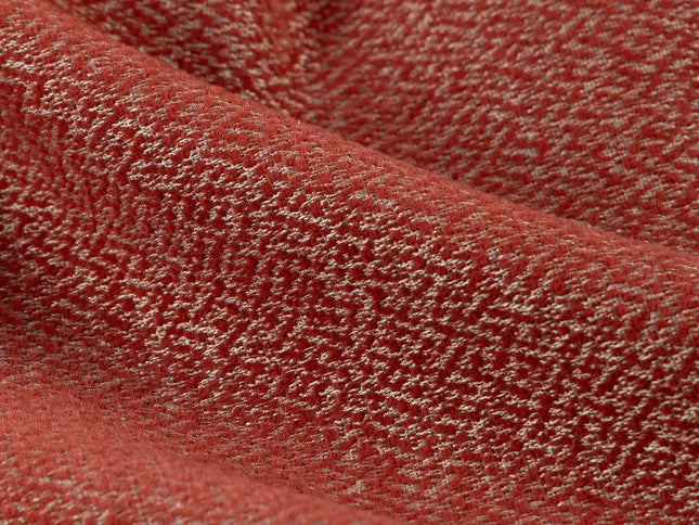 Rust red colour textured pattern velvet flock Easy Clean sofa, chair and curtain fabrics (Dual side)