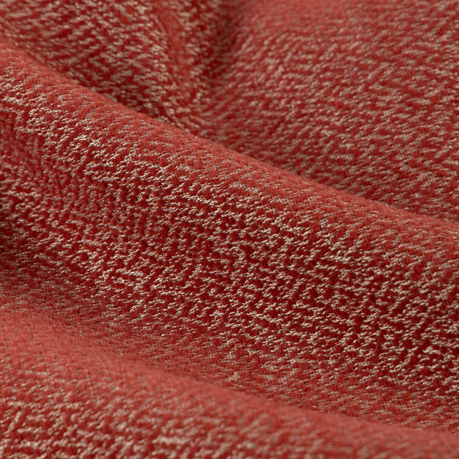 Rust red colour textured pattern velvet flock Easy Clean sofa, chair and curtain fabrics (Dual side)