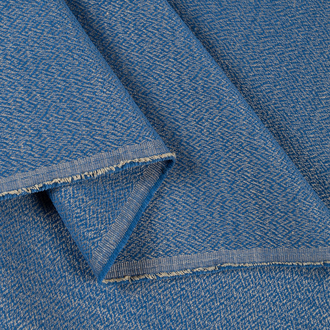 Royal blue colour textured pattern velvet flock Easy Clean sofa, chair and curtain fabrics (Dual side)