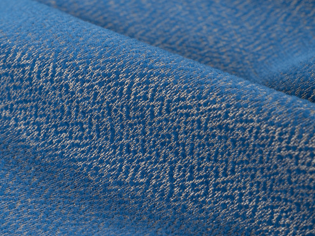 Royal blue colour textured pattern velvet flock Easy Clean sofa, chair and curtain fabrics (Dual side)