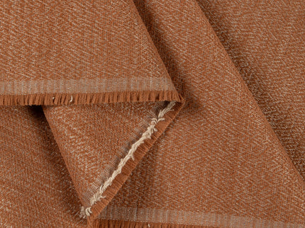 Rust colour textured pattern velvet flock Easy Clean sofa, chair and curtain fabrics (Dual side)