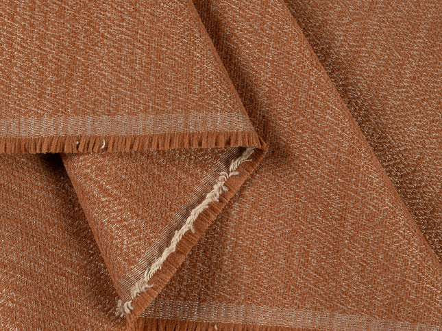 Rust colour textured pattern velvet flock Easy Clean sofa, chair and curtain fabrics (Dual side)