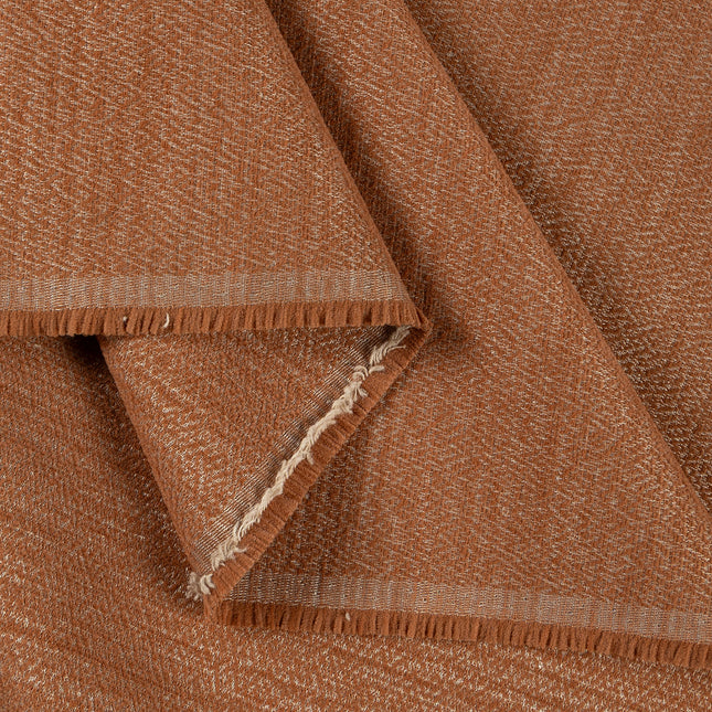 Rust colour textured pattern velvet flock Easy Clean sofa, chair and curtain fabrics (Dual side)