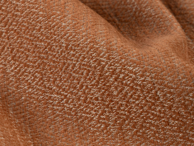 Rust colour textured pattern velvet flock Easy Clean sofa, chair and curtain fabrics (Dual side)