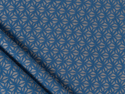 Royal blue colour geometric floral pattern velvet flock Easy Clean sofa, chair and curtain fabrics (Dual side)