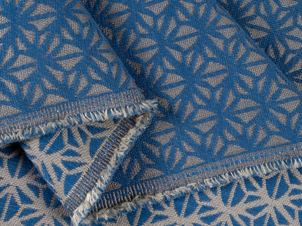 Royal blue colour geometric floral pattern velvet flock Easy Clean sofa, chair and curtain fabrics (Dual side)