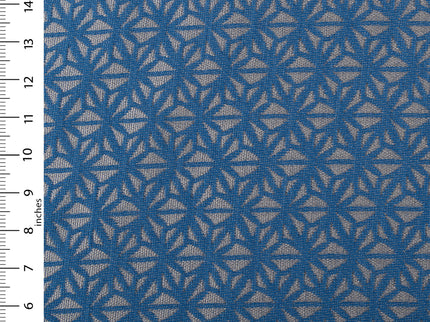 Royal blue colour geometric floral pattern velvet flock Easy Clean sofa, chair and curtain fabrics (Dual side)