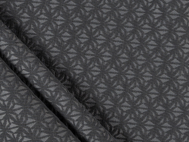 Charcoal black colour geometric floral pattern velvet flock Easy Clean sofa, chair and curtain fabrics (Dual side)