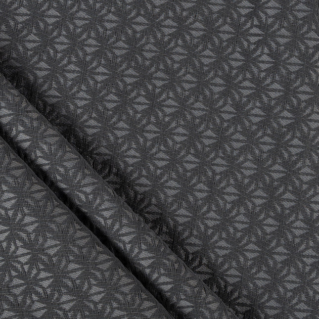 Charcoal black colour geometric floral pattern velvet flock Easy Clean sofa, chair and curtain fabrics (Dual side)