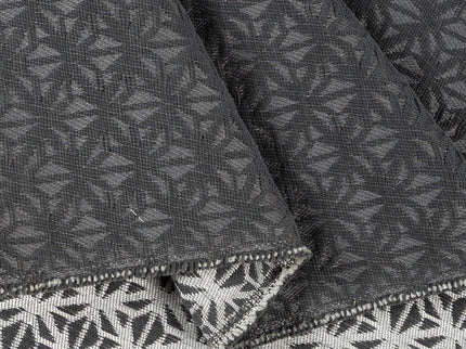 Charcoal black colour geometric floral pattern velvet flock Easy Clean sofa, chair and curtain fabrics (Dual side)