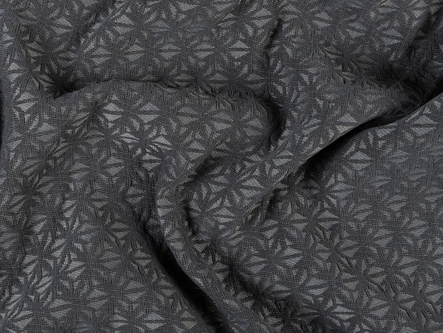 Charcoal black colour geometric floral pattern velvet flock Easy Clean sofa, chair and curtain fabrics (Dual side)