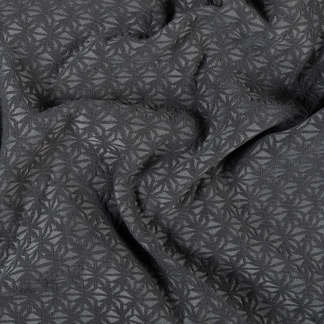 Charcoal black colour geometric floral pattern velvet flock Easy Clean sofa, chair and curtain fabrics (Dual side)