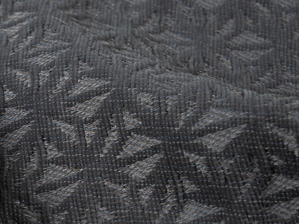 Charcoal black colour geometric floral pattern velvet flock readymade curtain