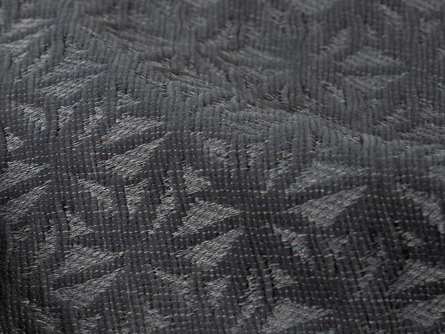 Charcoal black colour geometric floral pattern velvet flock Easy Clean sofa, chair and curtain fabrics (Dual side)