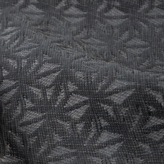 Charcoal black colour geometric floral pattern velvet flock Easy Clean sofa, chair and curtain fabrics (Dual side)