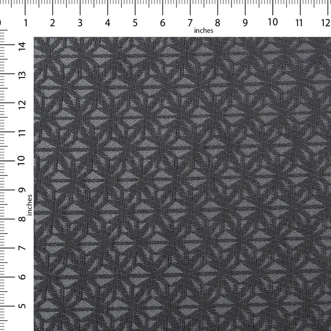 Charcoal black colour geometric floral pattern velvet flock Easy Clean sofa, chair and curtain fabrics (Dual side)