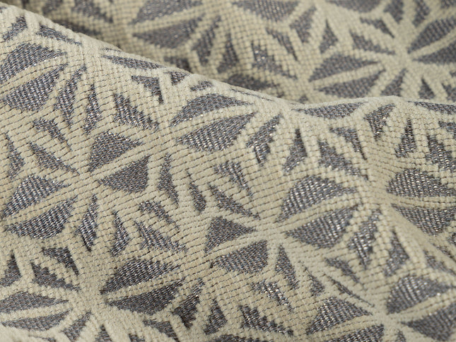 Grey beige colour geometric floral pattern velvet flock Easy Clean sofa, chair and curtain fabrics (Dual side)