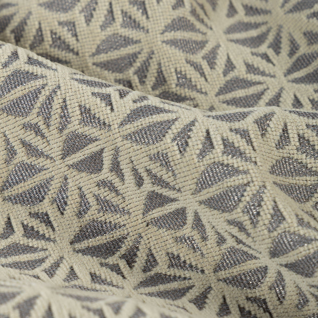 Grey beige colour geometric floral pattern velvet flock Easy Clean sofa, chair and curtain fabrics (Dual side)